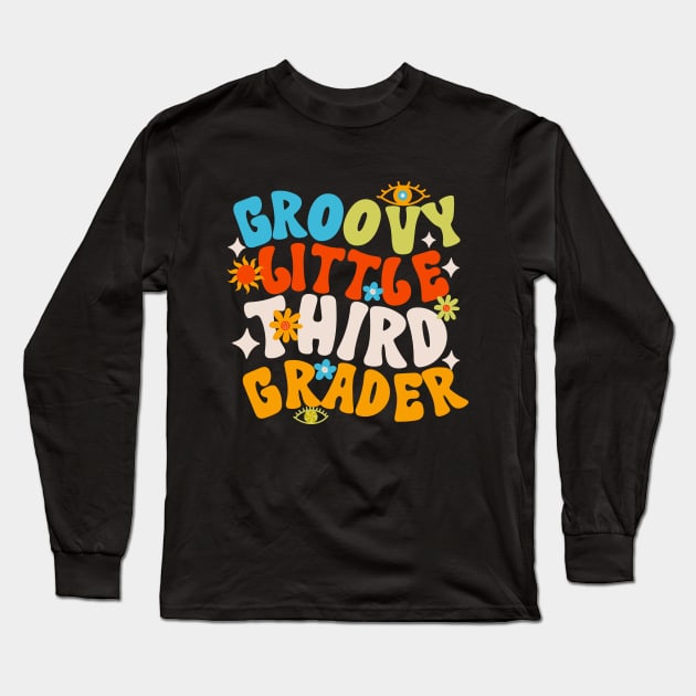 Groovy Little Third Grader First Day of School Long Sleeve T-Shirt by Myartstor 